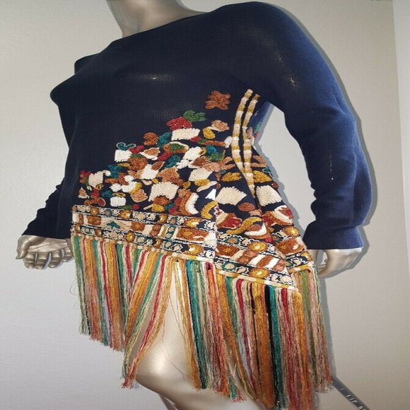 °$2,490 NEW OSCAR DE LA RENTA  EXCLUS EMBROID RUNW KNIT DRESS SWEATER US L - Picture 11 of 13